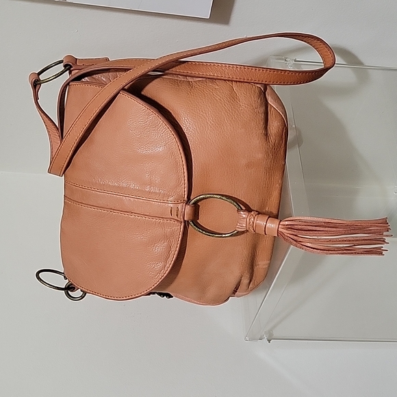 Lucky Brand Handbags - Lucky Brand tan leather hobo bag flap closure